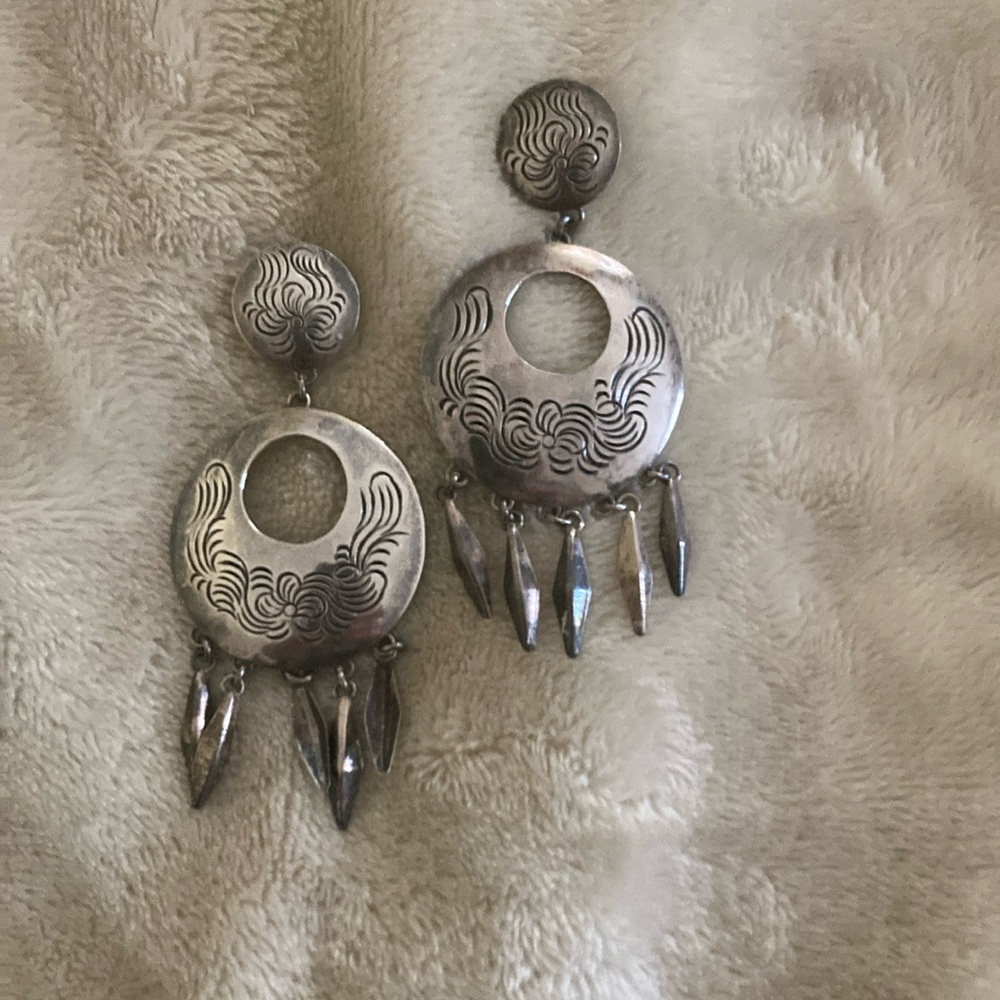 Sterling Indian motif earrings. Never Worn
